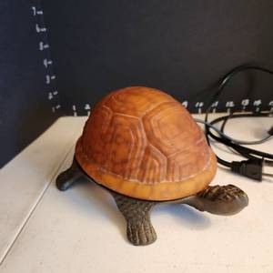 lot 1021 image: Glass turtle night lightlamp with metal base