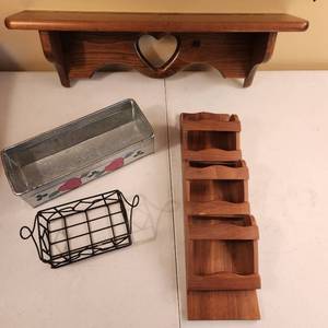 lot 1067 image: Plate shelf 23 wide, bill mail organizer, tin pan