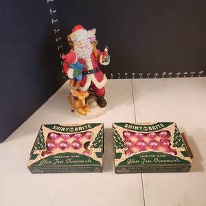 lot 1084 image: Santa decor and Shiny Brite mini ornaments