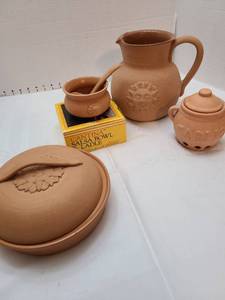 lot 1129 image: Terra Cotta bowls and pitcher
