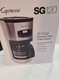 lot 1144 image: Capresso SG120 12 cup stainless steel coffee maker, NIB