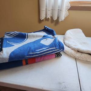 lot 2005 image: 2 beach towels and toilet seat cover