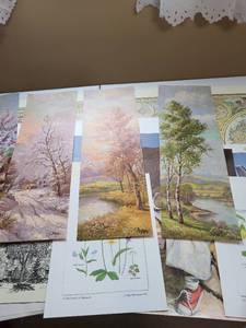 lot 2057 image: Artistic prints various nature, maps, vintage airplanes, flowers and children