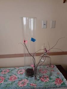 lot 3018 image: 30 tall glass vase and glass globe (no base)