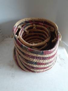 lot 3026 image: 2 fabric baskets (9 x 14 dia and 6 x 9 dia)