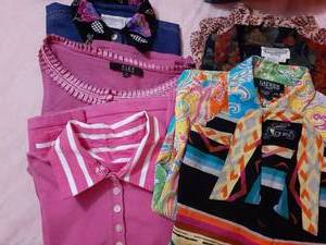 lot 3212 image: Ladies shirts. Size small and medium. See pictures for brands