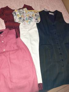 lot 3218 image: Ladies dresses and a 2 pcs. skirt outfit. Size small. See pictures for brands