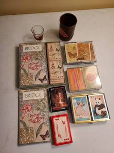 lot 3237 image: Decks of cards and Bridge score books
