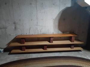 lot 3501 image: Book shelf. (Homemade with wood and bricks). 25 x 96 x 13. Located in basement