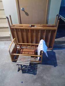 lot 3512 image: Doll beds and play pen(vintage). Located in basement