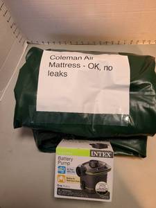 lot 4013 image: Coleman air mattress and battery pump