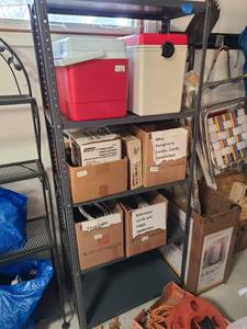 lot 4030 image: Metal shelves 70 x 30 x 15, contents not included