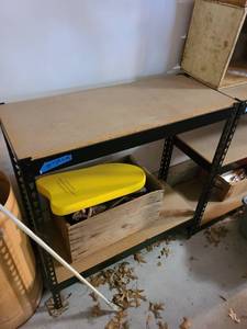 lot 4324 image: Shelving unit 36x34x14, 2 shelves, contents not included