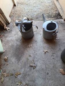 lot 5108 image: 2 vintage galvanized watering cans, one has broken spout