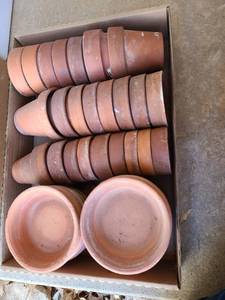 lot 5208 image: Clay flower pots and saucers