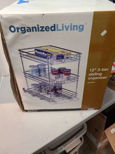 lot 6003 image: 12 3-tier sliding organizer in chrome, NIB