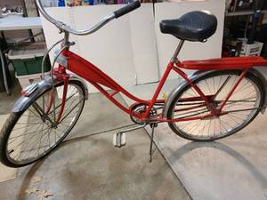 lot 6006 image: Vintage red and silver bicycle 28 unknown brand