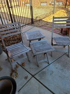 lot 6010 image: Weathered teak chairs and side tables