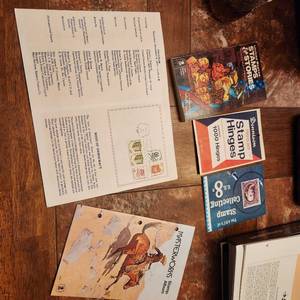 lot 1508 image: Masterworks stamp album, First Day of Issue 12877, stamp hinges and stamp value book