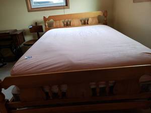 lot 3200 image: Full size bed. With headboard, mattress, box springs and frame