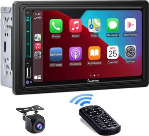 lot 6102 image: JoyBring joy-a009 double Din car stereo media player with touchscreen backup camera remote control phone link Bluetooth