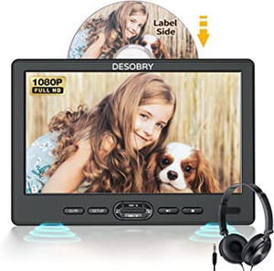 lot 6121 image: Desobry 10.5 car DVD player with headrest mount headphones HD remote control