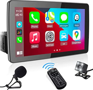 lot 6129 image: Tablet style big 9 touchscreen car stereo media player receiver Double Din Apple CarPlay Bluetooth PhoneLink backup camera steering wheel remote control CA-90ML