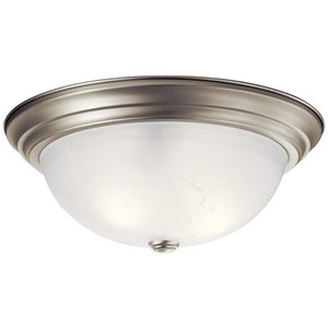 lot 6139 image: Kichler 8110 3 Light 16 Wide Flush Mount Ceiling Fixture - Nickel