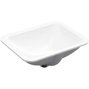 lot 6148 image: Kohler Caxton Rectangle Under-Mount Bathroom Sink with Overflow and Clamp Assembly White