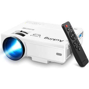 lot 6153 image: Auking portable HD home theater projector with remote control LED Android iOS