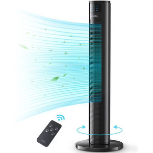 lot 6160 image: LenSoul 36 rotating oscillating bladeless tower fan with remote control