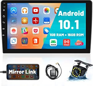 lot 6165 image: Hikity 10.1 Android car stereo media player receiver with touchscreen backup camera GPS WiFi