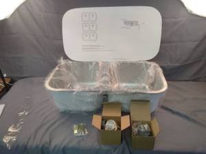 lot 6171 image: Double stainless steel kitchen sink reveal mount or flush mount drains included 30 opening