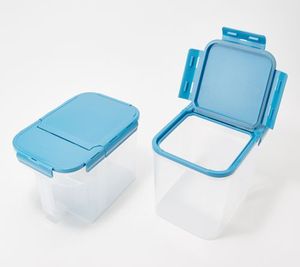 lot 6182 image: LocknLock Set of (2) 21-Cup Flip Top Containers food storage cereal space saver