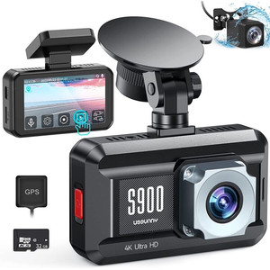 lot 6186 image: Ussunny dash cam with back up camera touchscreen night vision GPS dual 4K camera 256GB recorder