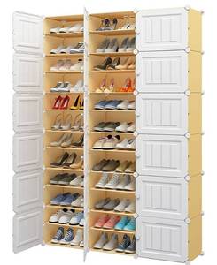lot 32632 image: KOUSI Shoe Racks Shoe Organizers Narrow Standing Stackable Shoe Storage Cabinet Space Saver for Entryway, Hallway and Closet, Honey color