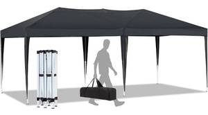 lot 32634 image: ECOTOUGE 10x20 Canopy Tent with Sidewalls, Folding Pop Up Canopies Height Adjustable, Anti-UV & Waterproof Outdoor Canopy Tent with Portable Carry Bag for Parties, Patio, Commercial(Black)