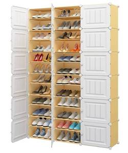 lot 32636 image: KOUSI Shoe Racks Shoe Organizers Narrow Standing Stackable Shoe Storage Cabinet Space Saver for Entryway, Hallway and Closet, Honey color