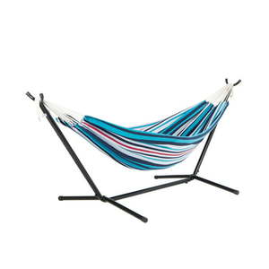 lot 32637 image: Bliss Hammocks Double Hammock w Space Saving 9ft. Stand & Premium Carry Bag - America s Cup 78 L x 60 W