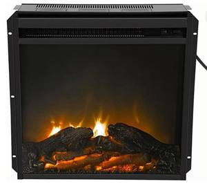 lot 32646 image: Electric Fireplace Insert Heater Stove with Hearth Flame, Indoor Freestanding Recessed Electric Fireplace Heater with Overheating Protection, Black