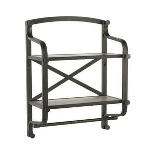 lot 32652 image: Better Homes & Gardens Two Shelf Organizer Bronze & Rustic Grey Wood Finish