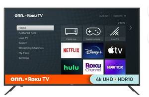 lot 32656 image: onn. 50 Class 4K UHD (2160P) LED Roku Smart TV HDR (100012585) (Retail $238)