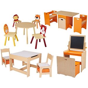 lot 32658 image: Kids Orange Wood Furniture Collection - Pick and Choose Between Kids Tables with Chairs and Kids Desks