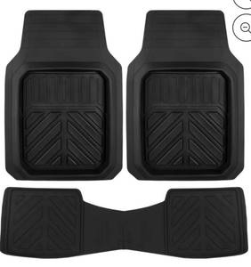 lot 32668 image: Auto Drive 3PC Rubber Floor Mat Set Deep Utility Black - Universal Fit, AD071706B