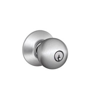 lot 2586 image: Schlage Orbit Satin Chrome Entry Lockset ANSI Grade 2 1-34 in.