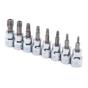 lot 5346 image: Husky Torx Bit Socket Set 8 pc 38 Inch Drive Tamper Proof Tool SAE Chrome Finish