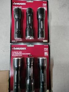 lot 5347 image: Pair of 3 Pack Husky LED Aluminum Focusing Flashlights