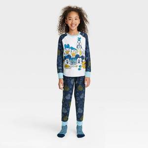 lot 7922 image: Girls Mickey Mouse & Friends Hanukkah Pajama Set with Cozy Socks - Blue L