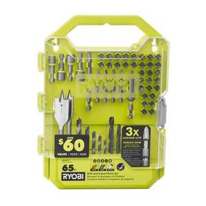 lot 7944 image: RYOBI - A986501 - Drill and Impact Drive Kit - 65-Piece