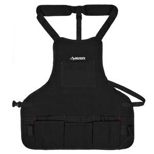 lot 7948 image: Husky 23 in. 16-Pocket Black Canvas Bib Tool Apron